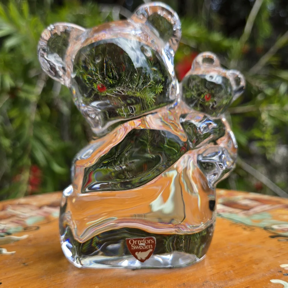 Vintage Orrefors Koala Panda‎ Bear Crystal Glass Figure Sweden Paperweight